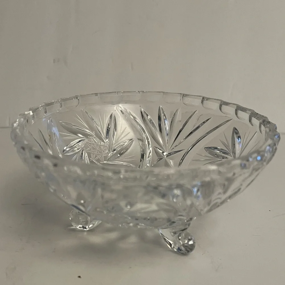 Vintage Depression Anchor Hocking Prescut Footed Bowl Star of David Star